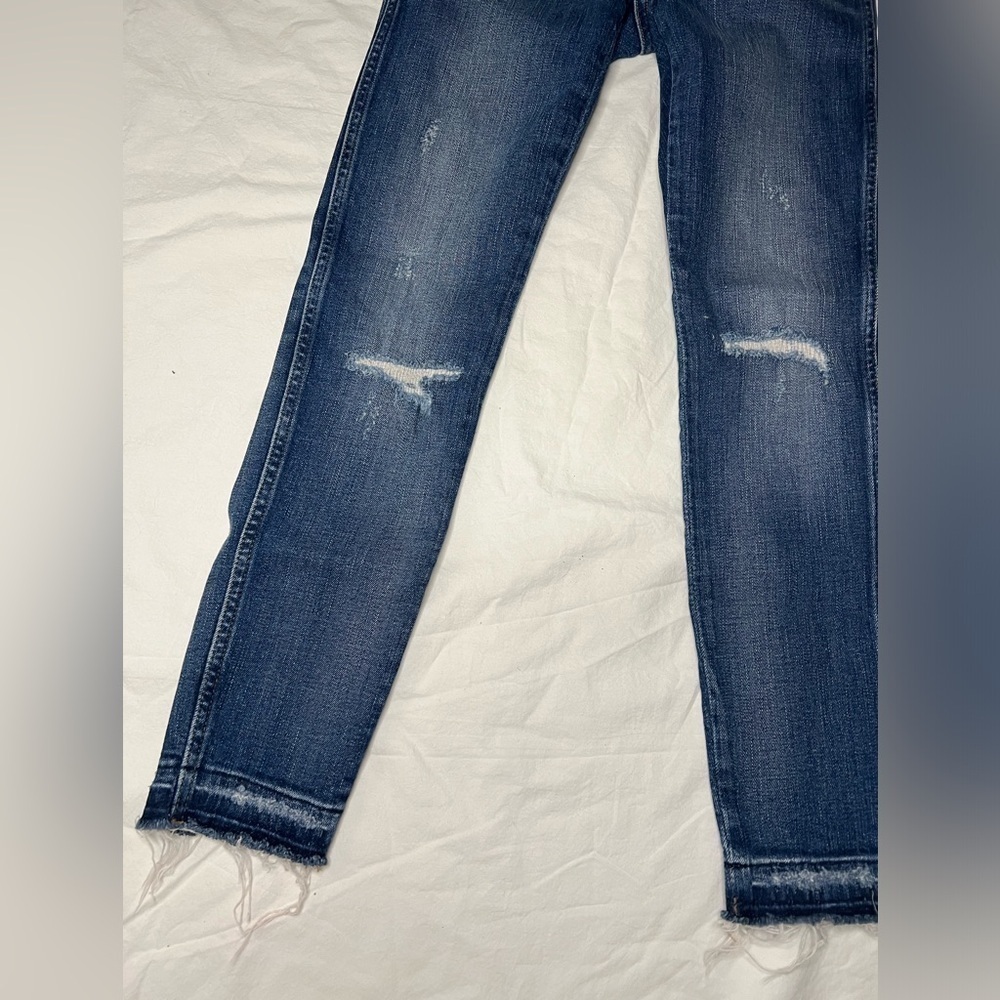Madewell 9" High-Rise Skinny Ripped & Repaired York Wash Denim Jeans 24P - Picture 7 of 14